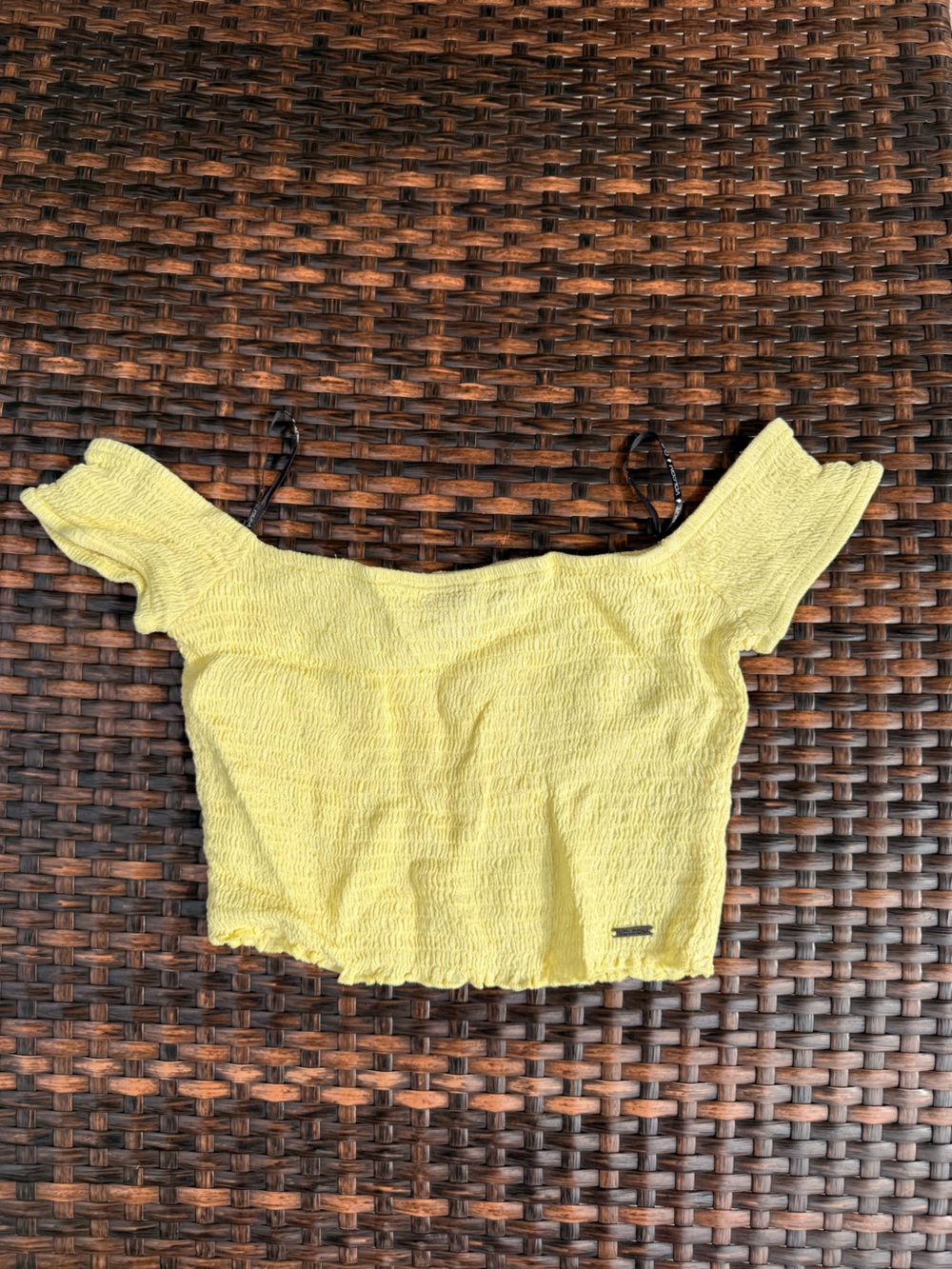 Volcom Yellow Off-Shoulder Crop Top